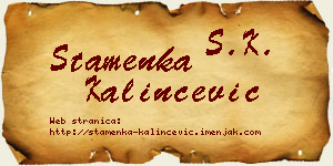 Stamenka Kalinčević vizit kartica